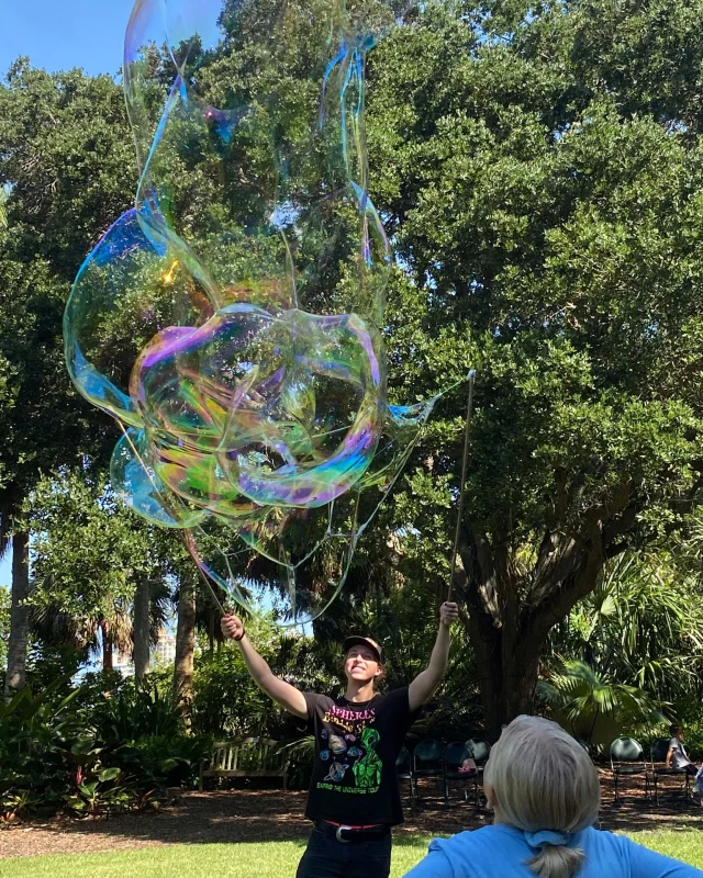 🫧 TODAY! 🫧 Bubbles Under the Banyans is back at our Downtown Sarasota campus from 10 a.m. to noon! Bring the kids for Blaise Ryndes’ Immersive Spheres Bubble Show, a comedic and mysterious fusion of art, science, and magic! Bubbles Under the Banyans is included in general daytime admission – free for Selby Gardens members! 

🥂 Adults can also enjoy some bubbles at @thegreenorchidsrq – serving brunch every Saturday & Sunday from 11 a.m. to 3 p.m. Cheers!